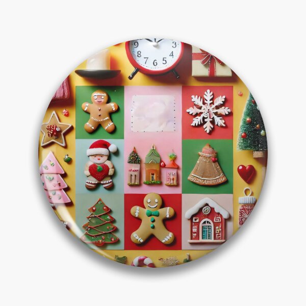 Item preview, A festive collage of Christmas decorations, treats, and ornaments on a bright yellow background designed and sold by homydesign.