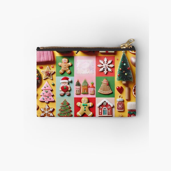 Item preview, A festive collage of Christmas decorations, treats, and ornaments on a bright yellow background designed and sold by homydesign.