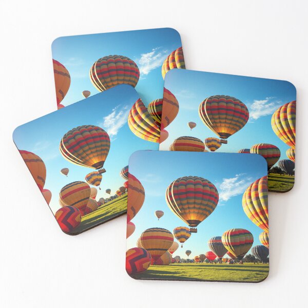 Item preview, A field filled with brightly colored hot air balloons taking off against a clear blue sky designed and sold by homydesign.