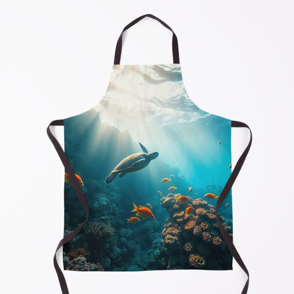 Item preview, A vibrant underwater scene with colorful coral reefs and a swimming sea turtle designed and sold by homydesign.
