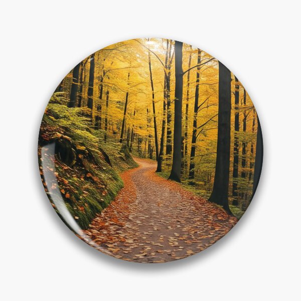 Item preview, A winding path leads through a vibrant autumn forest bathed in golden light designed and sold by homydesign.