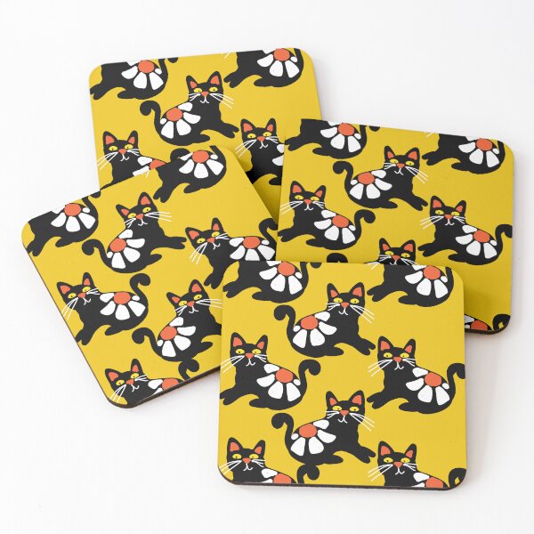 Item preview, Cute flower black cats pattern designed and sold by fluffyfamcraft.