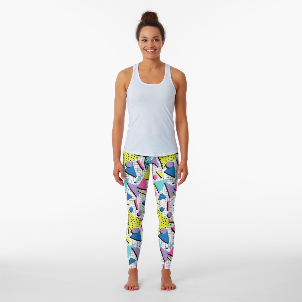 Totally Tubular! Retro 80s Memphis Style Inspired Geometric Print Leggings