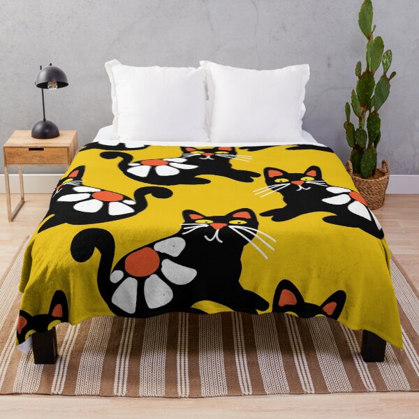 Item preview, Cute flower black cats pattern designed and sold by fluffyfamcraft.