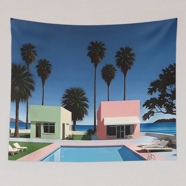 Item preview, Tropical Pool with Cottages designed and sold by irynaartbyim.