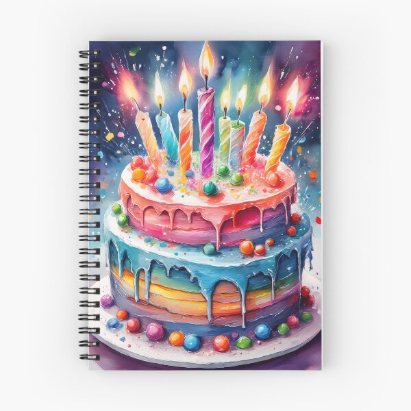 Item preview, A festive birthday cake with colorful candles and candies, surrounded by splashes of vibrant paint designed and sold by homydesign.