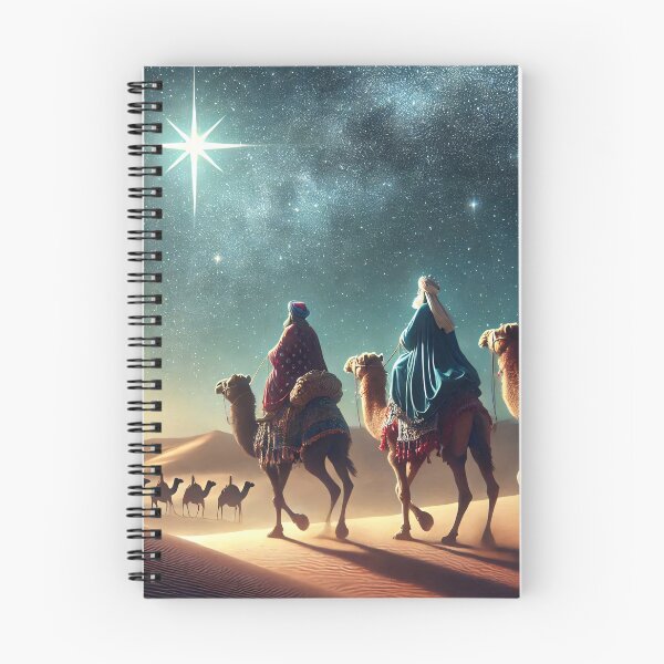Item preview, Three robed figures on camels follow a bright star across a desert under a starry night sky designed and sold by homydesign.