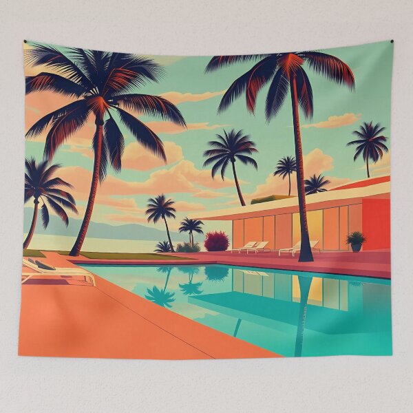 Item preview, Low-Angle Tropical Pool View designed and sold by irynaartbyim.