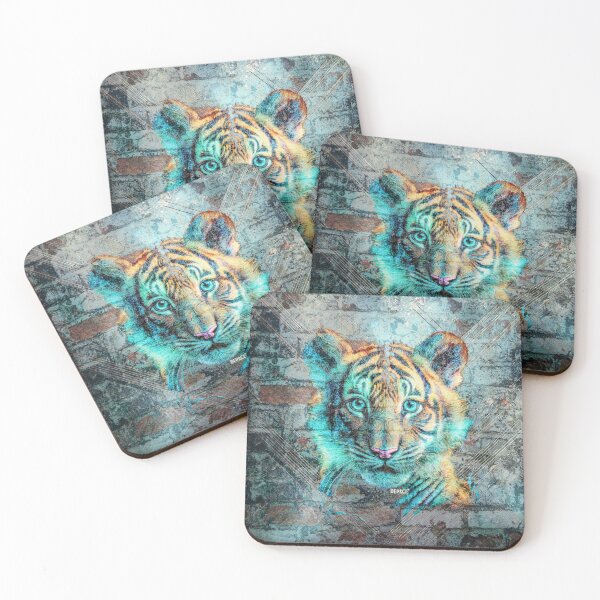 Item preview, "Tiger Cub Mural: Staring on an Old Brick Wall" - dePace' designed and sold by mrpropcake.
