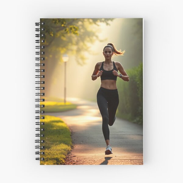 Item preview, A woman is jogging on a sunlit path surrounded by greenery, with the sun casting a warm glow through the trees designed and sold by homydesign.