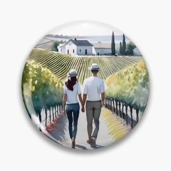 Item preview, A couple walks hand-in-hand through a vineyard, surrounded by lush grapevines and a scenic landscape under a vibrant sky designed and sold by homydesign.