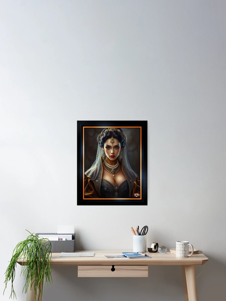 Timeless Classical Glamour Girl Esmerita Naviez, The Raven Beauty AI Concept Art by Xzendor7 2 Timeless Classical Glamour Girl Esmerita Naviez, The Raven Beauty AI Alluring Concept Art by Xzendor7 Room Decor Poster Art Print