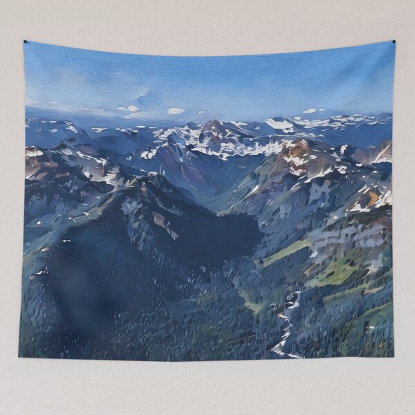 Artikelvorschau, Blick auf die Cascade Mountains (Ölgemälde) entworfen und verkauft von flyscenicair.