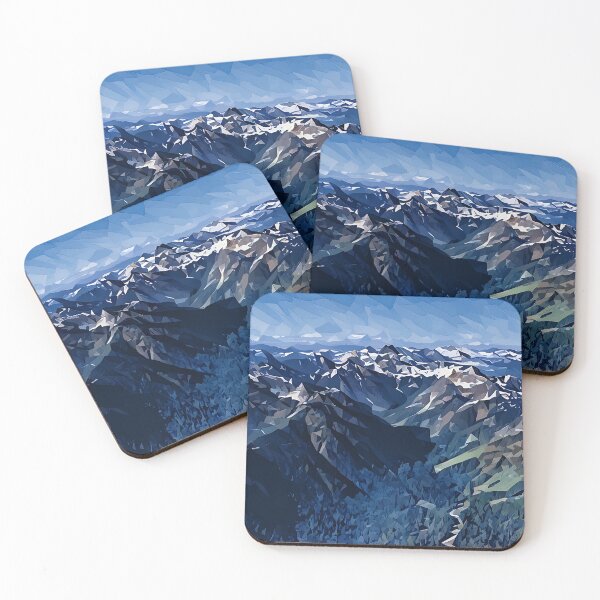 Artikelvorschau, Blick auf die Cascade Mountains (Poly Art) entworfen und verkauft von flyscenicair.