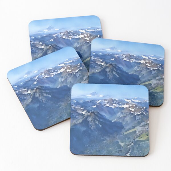 Artikelvorschau, Blick auf die Cascade Mountains (Aquarell) entworfen und verkauft von flyscenicair.