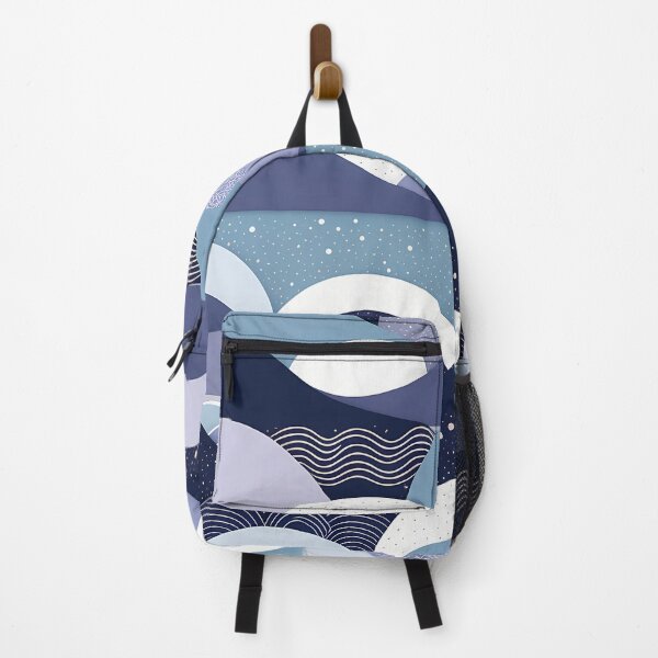 Item preview, Abstract Blue and White Landscape with Circles and Waves designed and sold by Pixevol.