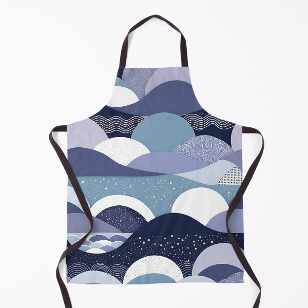 Item preview, Abstract Blue and White Landscape with Circles and Waves designed and sold by Pixevol.