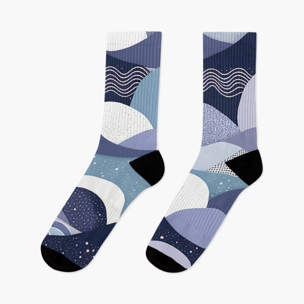 Item preview, Abstract Blue and White Landscape with Circles and Waves designed and sold by Pixevol.