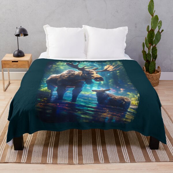 Item preview, Family Moment of Moose Mother and Calf designed and sold by Zavdesign.