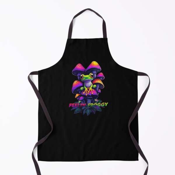 Item preview, Feelin Froggy | green frog sitting among neon mushrooms designed and sold by Zavdesign.
