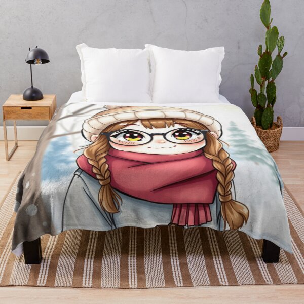 Aperçu de l'œuvre Fêtes d'hiver, jolie fille animée avec des lunettes, blues hivernal, vacances canadiennes, cadeaux du nouvel an créée et vendue par Artheaven77.