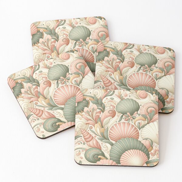 Item preview, Seamless Boho Seashell Pattern | Elegant Coastal Design in Pastels designed and sold by DEEPDesignsART.