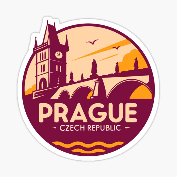 Aperçu de l'œuvre Prague Czech Republic Travel Retro Emblem - Vintage City Souvenir Design créée et vendue par andres felipe  Guevara Rincon.