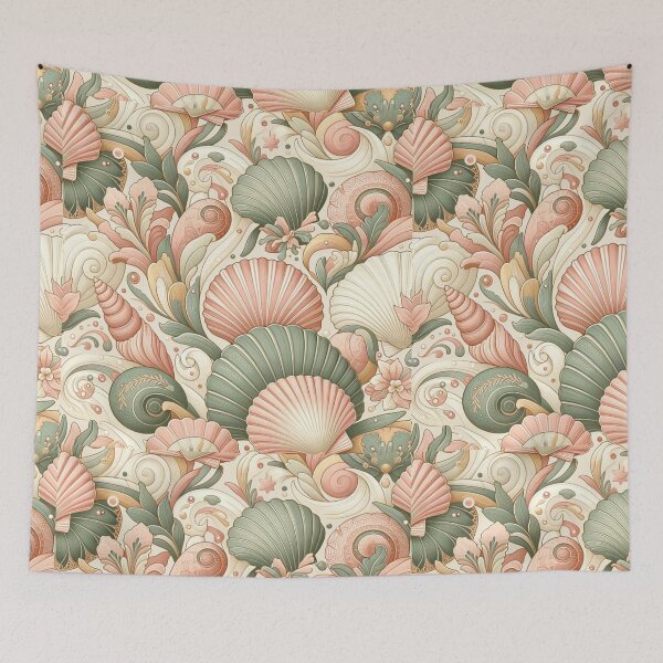 Item preview, Seamless Boho Seashell Pattern | Elegant Coastal Design in Pastels designed and sold by DEEPDesignsART.