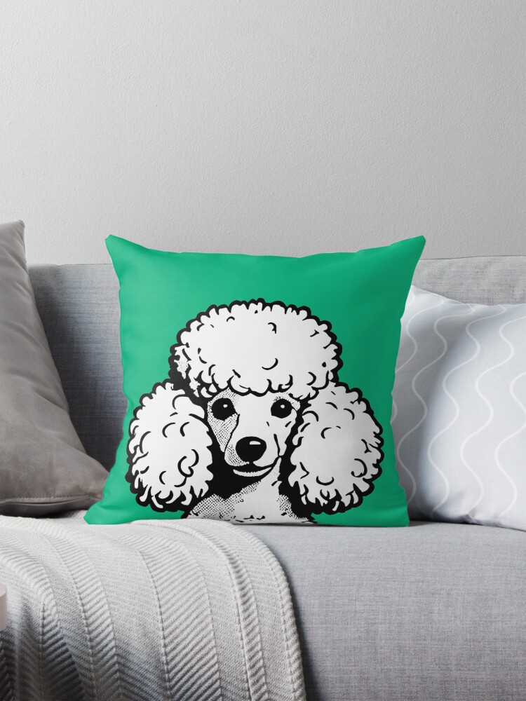 Thumbnail 1 of 4, Pillow, Pop Art Poodle Green & White Chic Aesthetic designed and sold by K9ish.