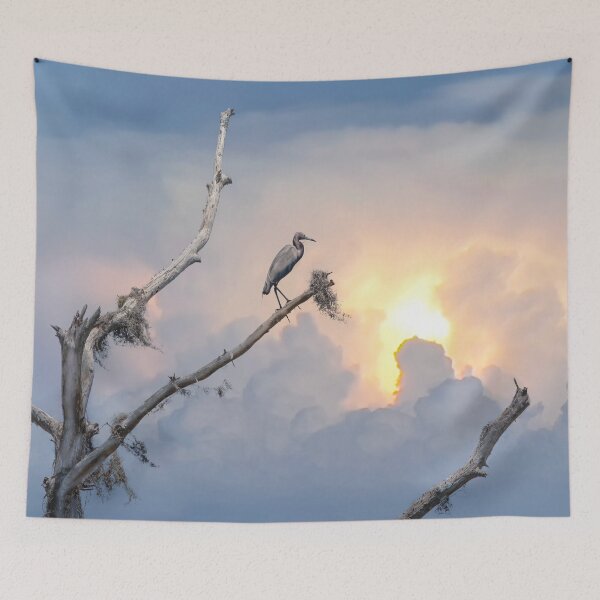 Item preview, Blue Heron Sitting on treetop during lightning storm in Cedar Key Florida designed and sold by ncNatureVisions.
