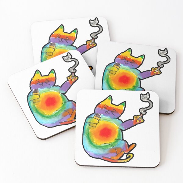 Item preview, Rainbow tye die cat smoking design  designed and sold by Alicia Perrelli.