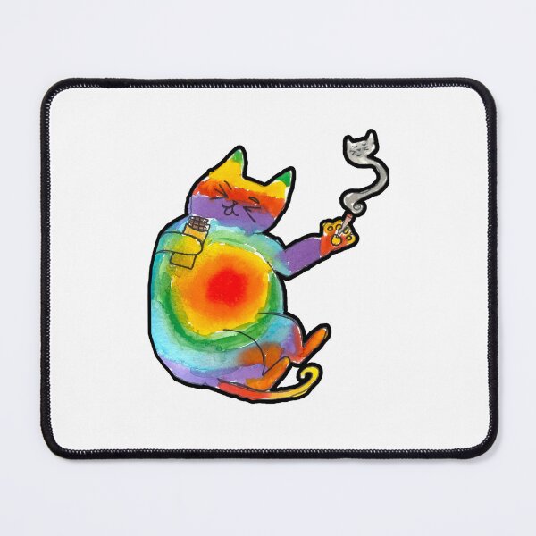 Item preview, Rainbow tye die cat smoking design designed and sold by Alicia Perrelli.