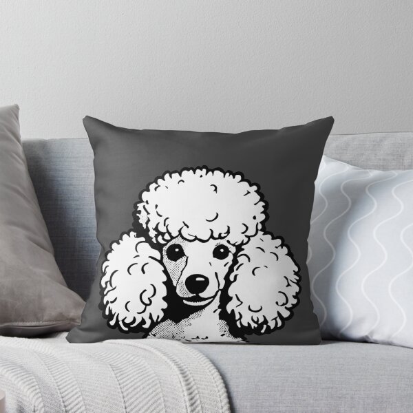 Item preview, Pop Art Poodle Grey & White Chic Aesthetic Throw Pillow designed and sold by K9ish.