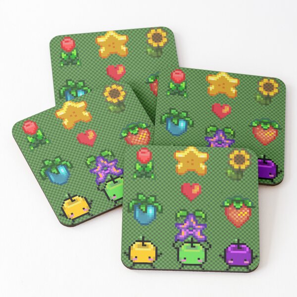Item preview, stardew valley cute junimos and fruit! designed and sold by AJ's Arty Place.