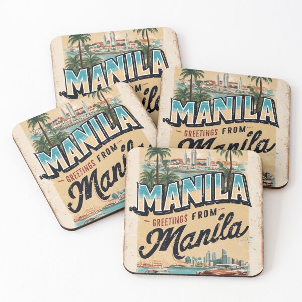 Item preview, Manila Philippines Vintage Travel Retro Postcard Design designed and sold by TravelPostcardGems.