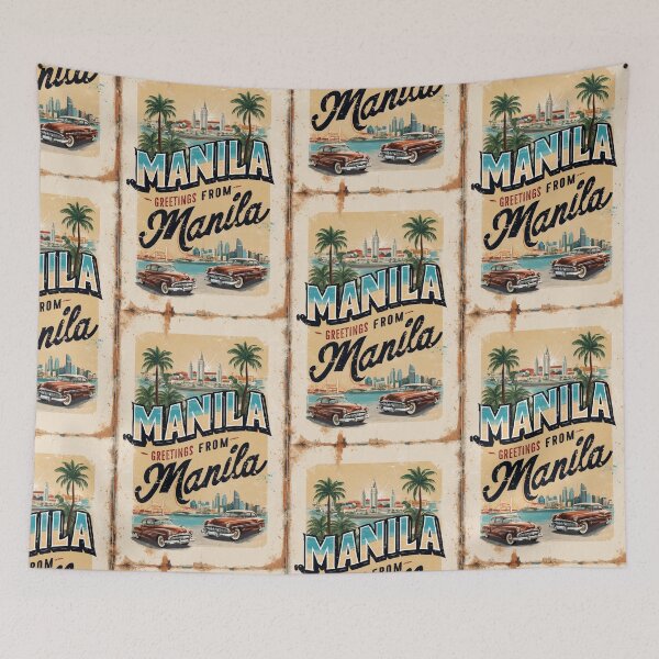 Item preview, Manila Philippines Vintage Travel Retro Postcard Design designed and sold by TravelPostcardGems.