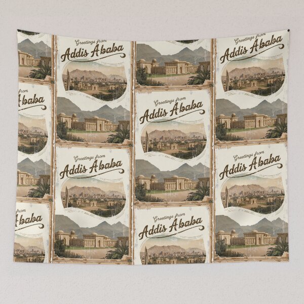 Item preview, Addis Ababa Ethiopia Vintage Travel Retro Postcard Design designed and sold by TravelPostcardGems.