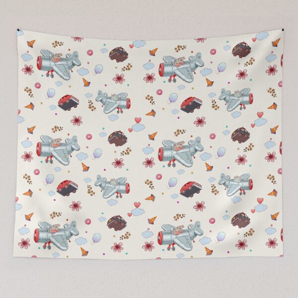 Item preview, Cat and dog fly away with airplane pattern design for kids designed and sold by Franco Moody.