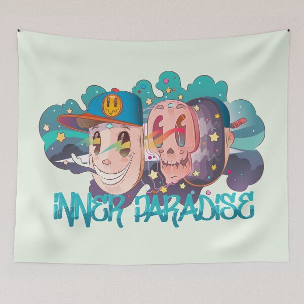 Item preview, Inner Paradise urban art illustration with pink skull and stars designed and sold by Franco Moody.