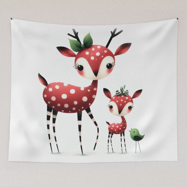Item preview, A whimsical illustration of adorable red antelopes designed and sold by Beyondnote-Art.