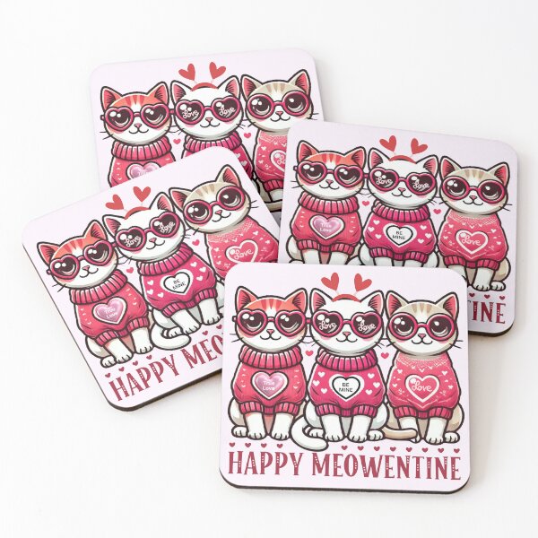 Item preview, Happy Meowentine, Cute For Valentine, Festive Valentine Cats  designed and sold by DrewRomeoCo.