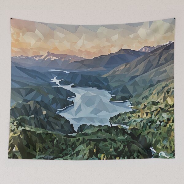 Item preview, Cascade Mountain Lake (Poly Art) designed and sold by flyscenicair.