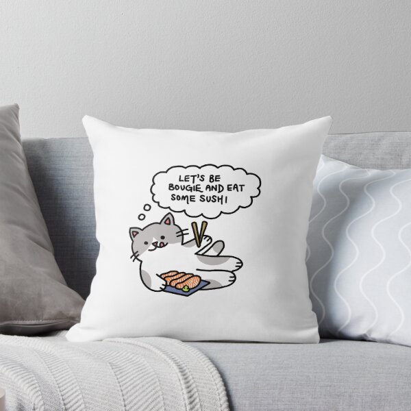 Item preview, Cat with Salmon Sashimi Thinking Let’s Be Bougie and Eat Some Sushi designed and sold by bonniemamadraws.