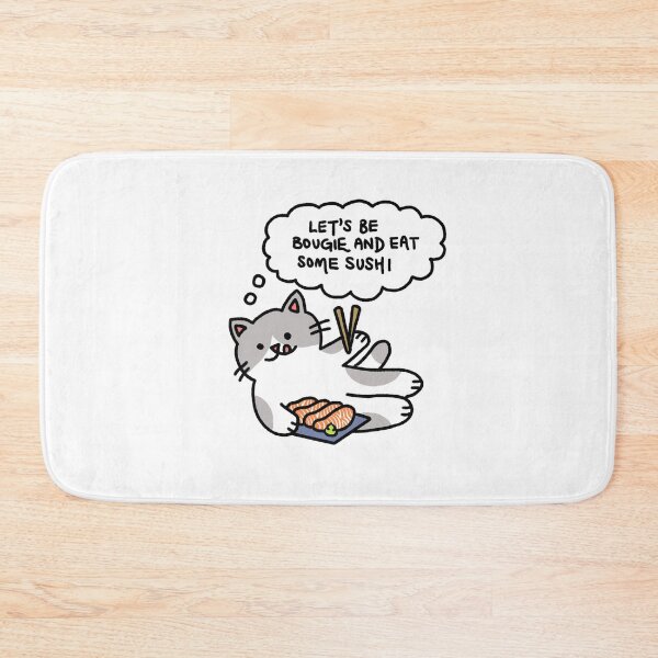 Item preview, Cat with Salmon Sashimi Thinking Let’s Be Bougie and Eat Some Sushi designed and sold by bonniemamadraws.