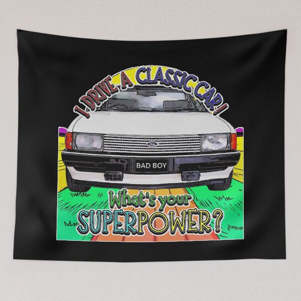 Item preview, Ford XD Falcon in Cartoon Style – Retro Classic Car Art for Enthusiasts on Black designed and sold by Michael van der Hoorn.