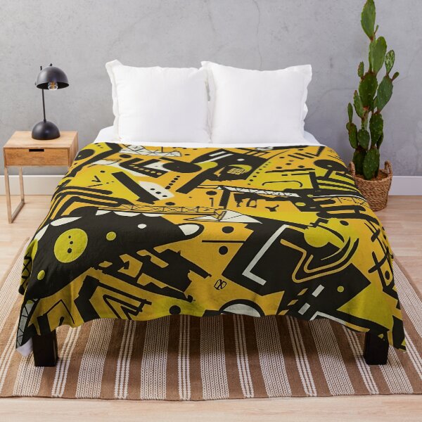 Item preview, Abstract Black and Yellow Doodle Pattern designed and sold by bubblegoth.
