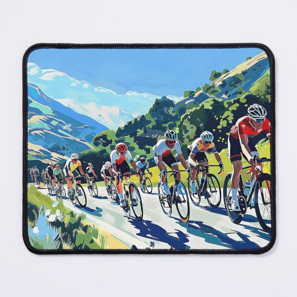 Item preview, Intrepid Cyclists Navigating Majestic Mountain Roadway. designed and sold by CheerForGoods.
