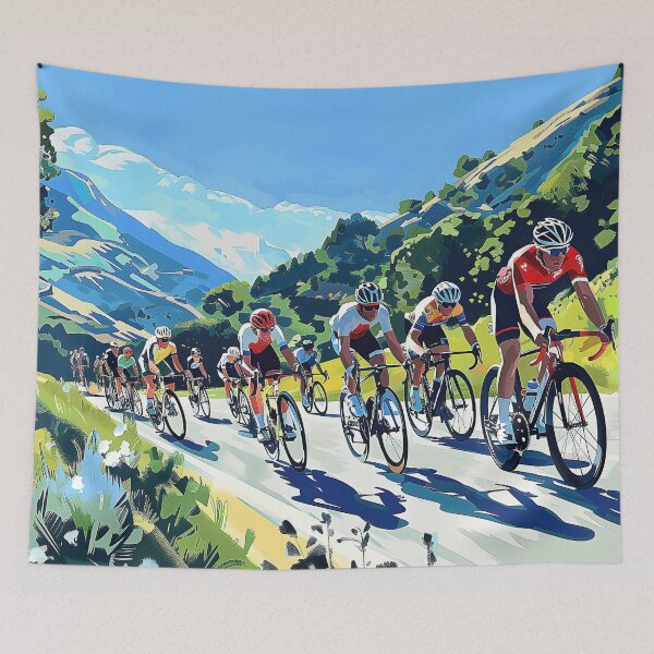Item preview, Intrepid Cyclists Navigating Majestic Mountain Roadway. designed and sold by CheerForGoods.
