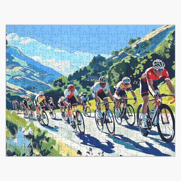 Item preview, Intrepid Cyclists Navigating Majestic Mountain Roadway. designed and sold by CheerForGoods.