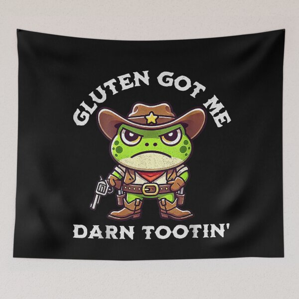 Item preview, Funny Frog Meme Gluten Got Me Darn Tootin' Gluten Free Diet designed and sold by studiopekepeke.